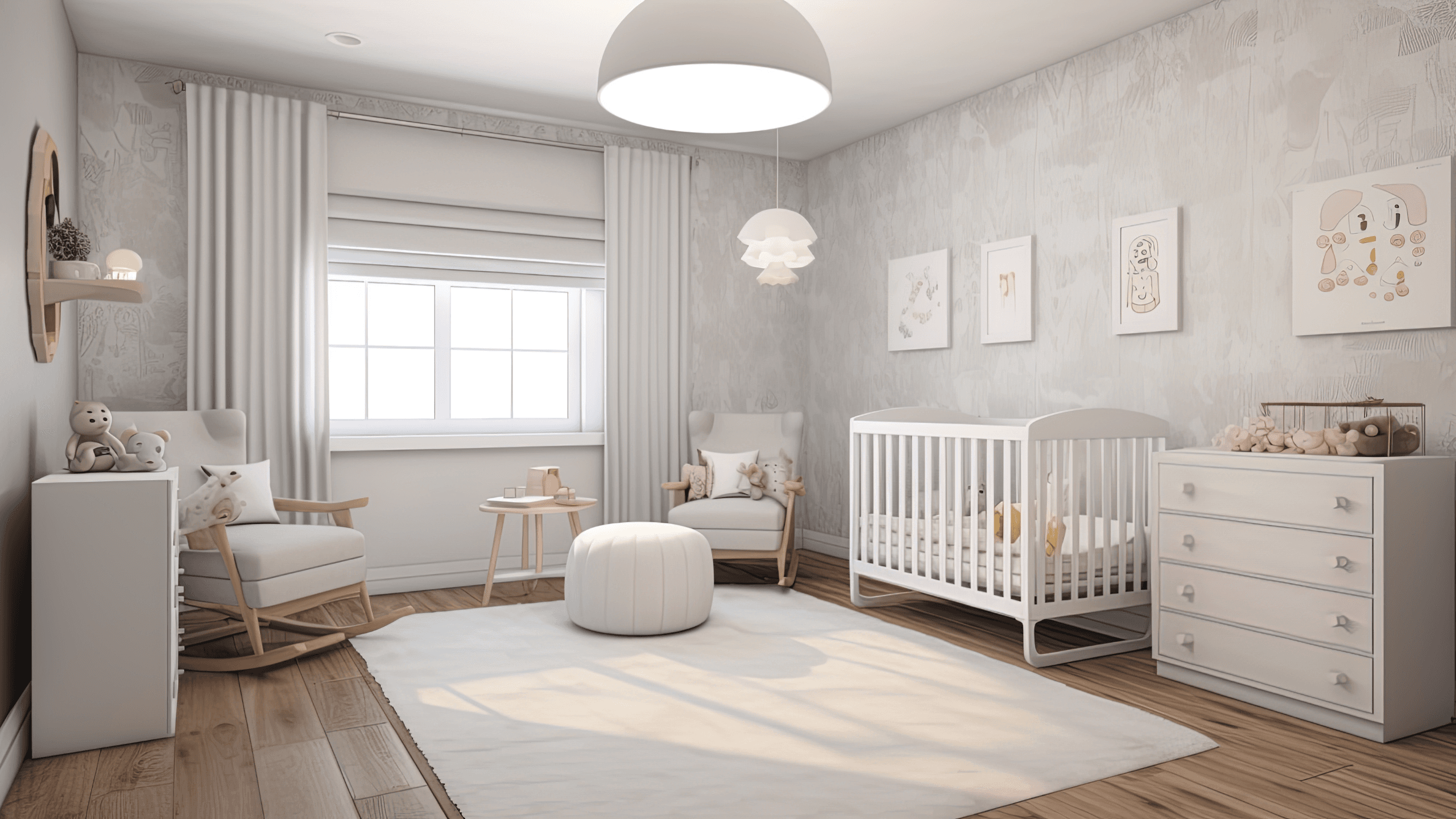 Quarto de Bebê com Estilo Escandinavo Suave e Atmosfera Aconchegante